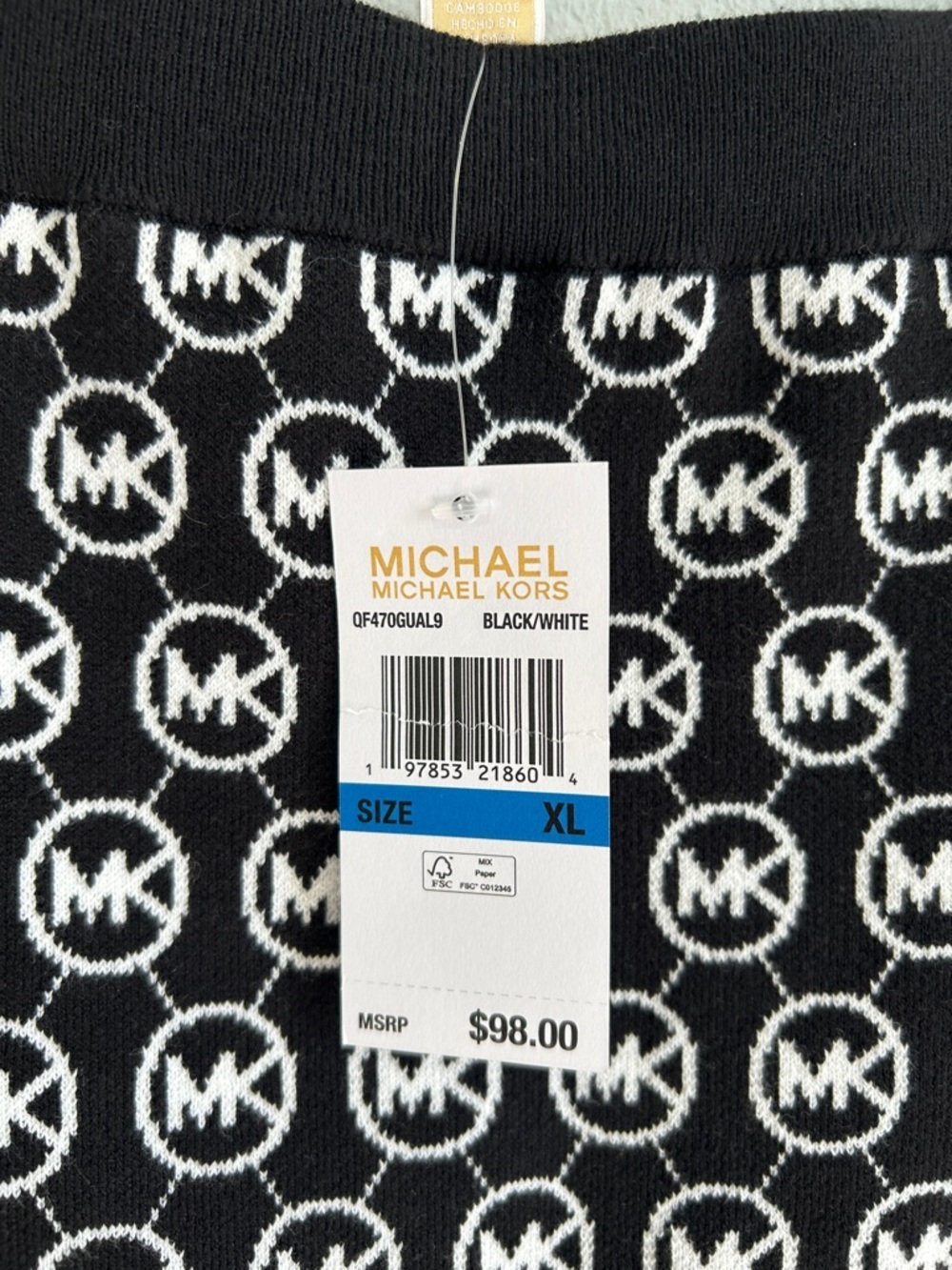 NWT Michael Kors Black and White Logo Knit Pencil Skirt - Picture 6 of 6